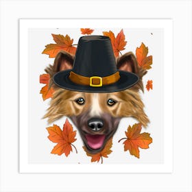 Fall Icelandic Sheepdog Pilgrim Thanksgiving Art Print