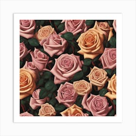 Roses Seamless Pattern 12 Art Print