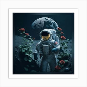 Astronaut On The Moon Art Print