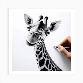 Giraffe Drawing Art Print