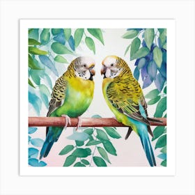 Budgies ~ Watercolor Birds Gallery Art for Wall Decor ~ Home Sweet Home Art Print