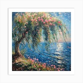 Willow Tree By The Sea Art Print