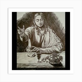 Jesus Blessing The Table; Graphics by Caravaggio Art Print