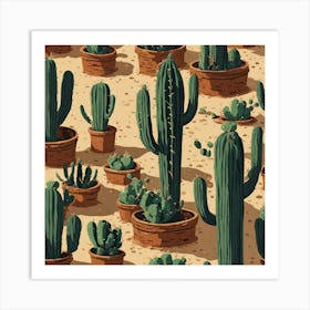 Cactus In Pots 5 Art Print