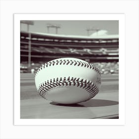 Baseball On A Bench, Close up on baseball ball Art Print