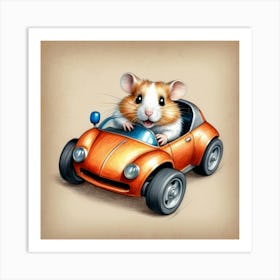 Hamster In A Car 6 Art Print