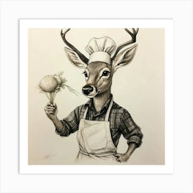 Chef Deer 29 Art Print