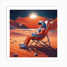 Astronaut On The Red Planet Art Print