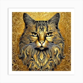 Gold Cat Head Art Print