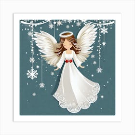 Angel With Snowflakes 1 Art Print