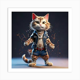 Firefly Animated, Character, 3d, Tabby Cat, Rocker, Standing, Front Paws, Back Paws, Clear Paws, Scr (11) Art Print