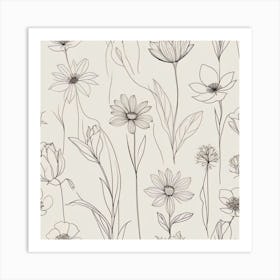 Black And White Flowers 5 Art Print