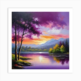 Sunset By The Lake 76 Art Print