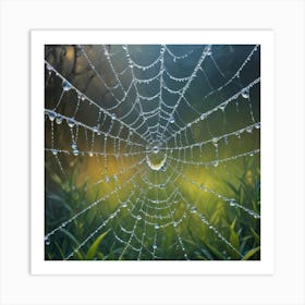 Spider Web With Dew Drops Paintings Art Print 1 Art Print