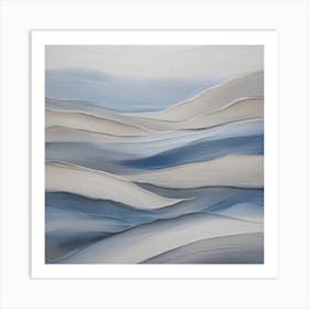 Abstract 'Blue Waves' 1 Art Print
