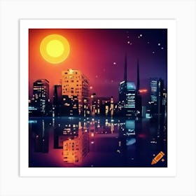 Cityscape At Night Art Print