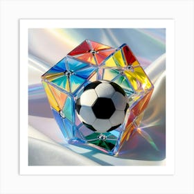 A Image Of Colorful Transparent Rubik S Magic Cube With A Soccer Ball In It 2 Art Print