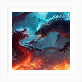 Dragons Fighting 3 Art Print