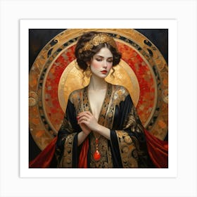 Elegant Woman  01 - Art Nouveau Style Art Print