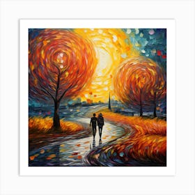 Couple Walking In The Rain 3 Art Print