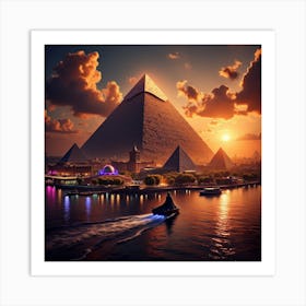 Egyptian Pyramids At Sunset 2 Art Print