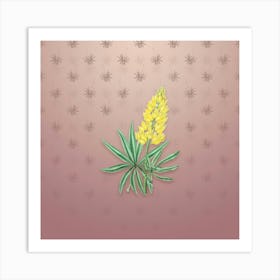 Vintage Yellow Perennial Lupine Botanical on Dusty Pink Pattern n.0678 Art Print