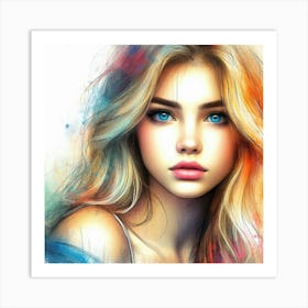 Girl With Blue Eyes 9 Art Print