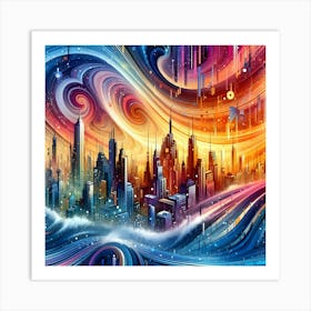 Abstract Cityscape Painting Art Print