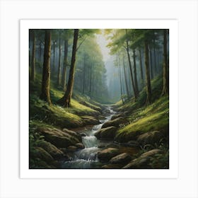 Stream In The Forest Art Print