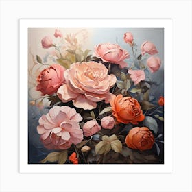 Roses In A Vase Art Print