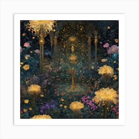 Gilded Garden Nocturnal Blooms (1) Art Print