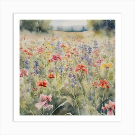 Watercolor Wildflowers Art Print