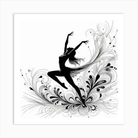 Line Art dancer silhouette Art Print