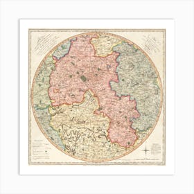 A New And Accurate Map Of The Country For Twenty Five Miles Round The University Of Oxford Exhibiting All The Direct And Cross Roads, The Hills, Vales, Woods, Rivers, Canals, Towns, Villages, Hamlets, Parks, And Seats Art Print