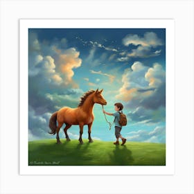 Boy And A Horse Art Print