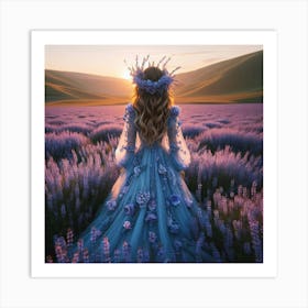 Girl In A Lavender Field Art Print