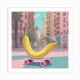 Banana skating in Barcelona Art Print