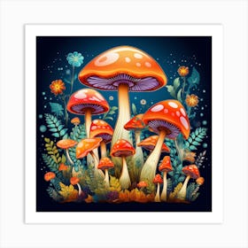 Mushrooms In The Forest 107 Art Print