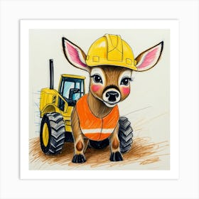 Construction Deer 2 Art Print