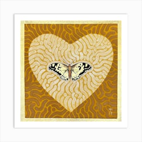 Gold Butterfly In Heart Art Print