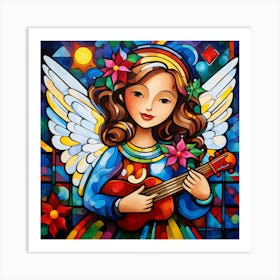 Angel With Guitar Art Print