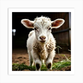 Baby Lamb In A Barn 1 Art Print