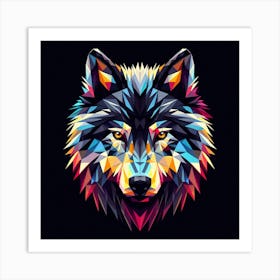 Geometric Wolf Head Art Print