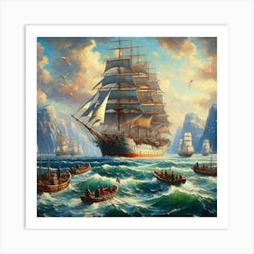 Sailing Ship In The Ocean 1 Art Print