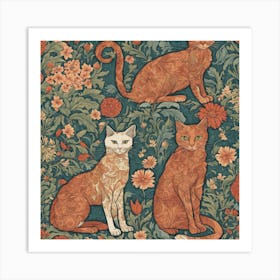 William Morris Inspired Cats Collection Art Print (3) 1 Art Print