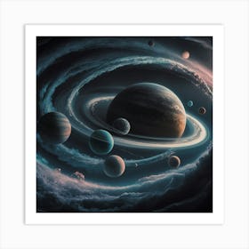 Saturn In Space 2 Art Print