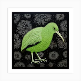 Ohara Koson Inspired Bird Painting Kiwi 2 Square Art Print