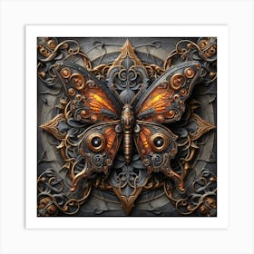 Antique Metallic Steampunk Butterfly IV Art Print