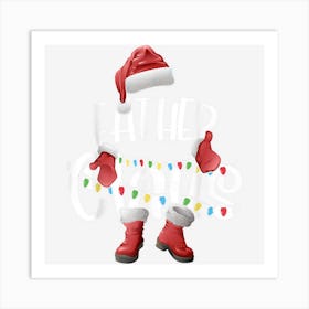 Father Claus Funny Christmas Lights Santa Hat Costume Art Print