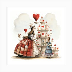 Alice And Queen Of Hearts Art Print